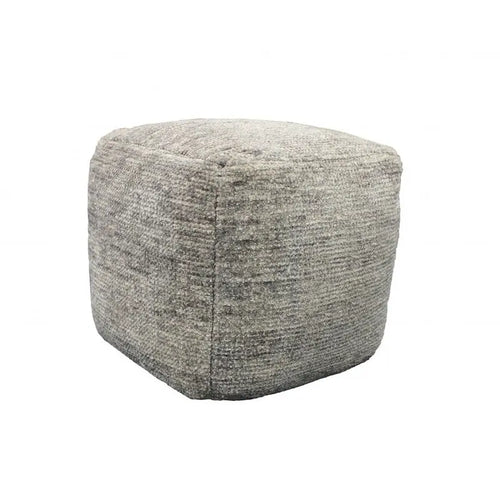 Puf otomano cubo de lana gris de 18