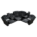 Sofá esquinero reclinable de lujo de 5 y 6 plazas con LED, USB, carga inalámbrica, Bluetooth y almacenamiento