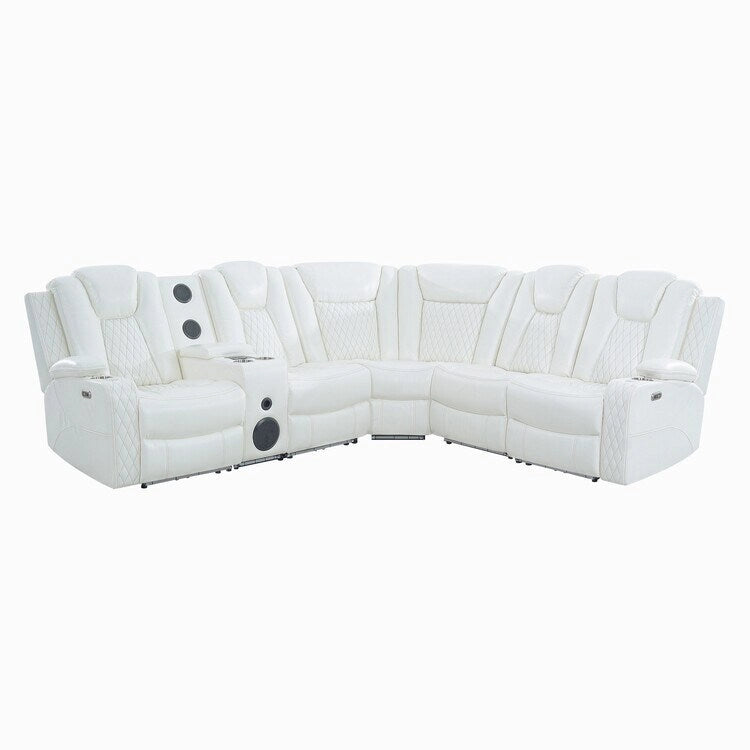 Sofá esquinero reclinable de lujo de 5 y 6 plazas con LED, USB, carga inalámbrica, Bluetooth y almacenamiento