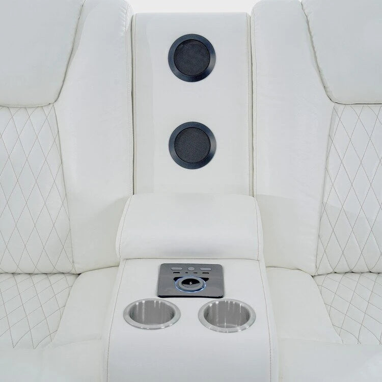 Sofá esquinero reclinable de lujo de 5 y 6 plazas con LED, USB, carga inalámbrica, Bluetooth y almacenamiento