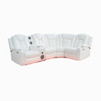Sofá esquinero reclinable de lujo de 5 y 6 plazas con LED, USB, carga inalámbrica, Bluetooth y almacenamiento