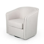 Sillón giratorio, estilo clásico de barril redondo, tela color beige trigo