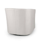 Sillón giratorio, estilo clásico de barril redondo, tela color beige trigo
