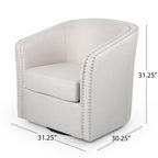 Sillón giratorio, estilo clásico de barril redondo, tela color beige trigo