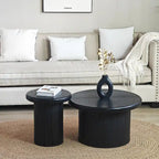 Mesa de centro redonda moderna, mesa doble con patas estriadas, para sala de estar