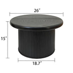 Mesa de centro redonda moderna, mesa doble con patas estriadas, para sala de estar
