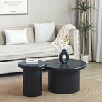 Mesa de centro redonda moderna, mesa doble con patas estriadas, para sala de estar