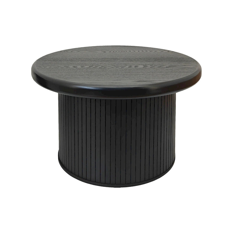 Mesa de centro redonda moderna, mesa doble con patas estriadas, para sala de estar