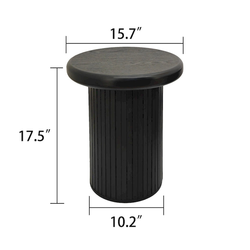 Mesa de centro redonda moderna, mesa doble con patas estriadas, para sala de estar