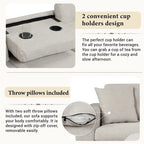 Sofá seccional moderno en L con otomana de almacenamiento, chaise reversible, dos almohadas y portavasos