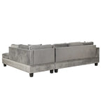 Sofá seccional moderno en L con otomana de almacenamiento, chaise reversible, dos almohadas y portavasos
