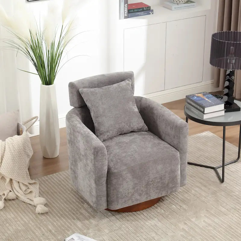 Sillón giratorio decorativo de 360 grados, sillón tapizado en chenilla