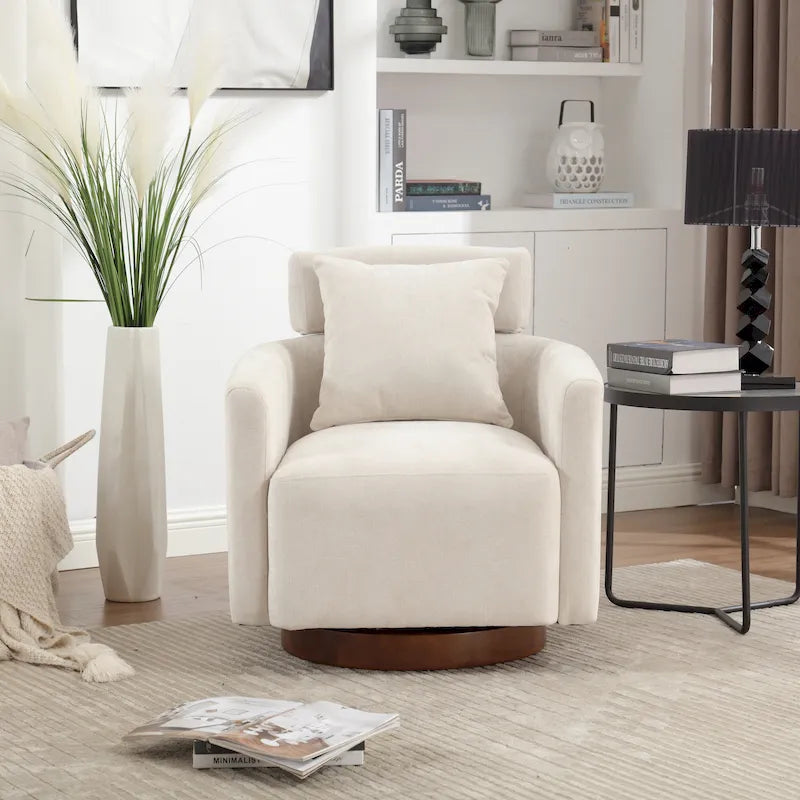 Sillón giratorio decorativo de 360 grados, sillón tapizado en chenilla