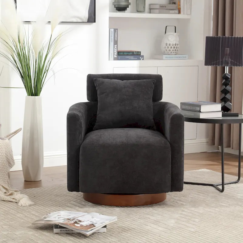 Sillón giratorio decorativo de 360 grados, sillón tapizado en chenilla
