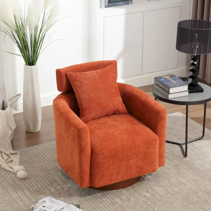 Sillón giratorio decorativo de 360 grados, sillón tapizado en chenilla