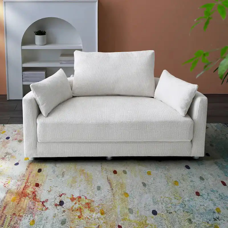 Cama Sillón Plegable de Lino, Sofá Cama para Suelo, Cama Circular, Sofá Futón Ajustable, Sofá Plegable Perezoso para Sala de Estar