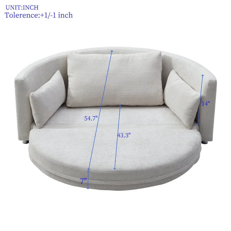 Cama Sillón Plegable de Lino, Sofá Cama para Suelo, Cama Circular, Sofá Futón Ajustable, Sofá Plegable Perezoso para Sala de Estar