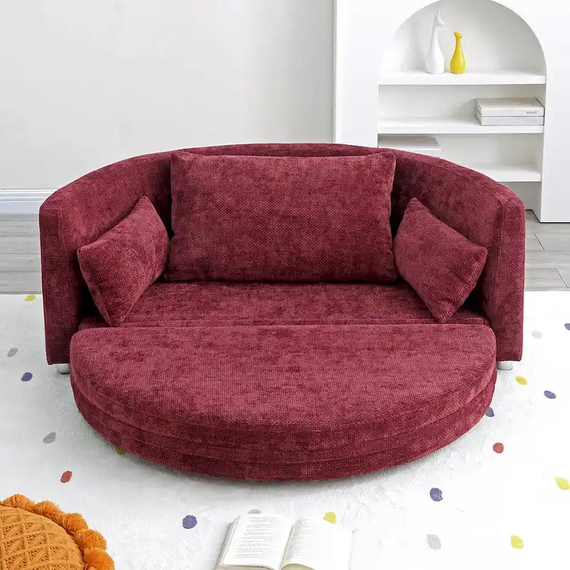 Cama Sillón Plegable de Lino, Sofá Cama para Suelo, Cama Circular, Sofá Futón Ajustable, Sofá Plegable Perezoso para Sala de Estar