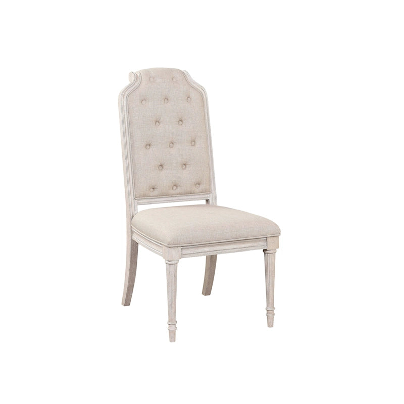 Silla auxiliar tapizada sin brazos moderna de 20 pulgadas con patas de madera y cojín con botones (paquete de 2)