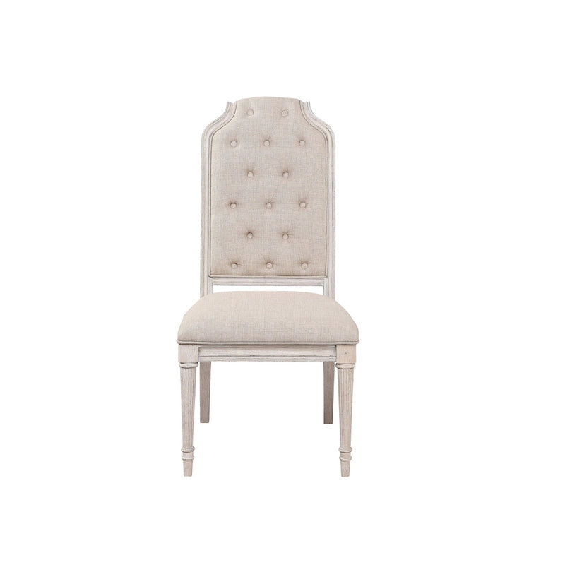 Silla auxiliar tapizada sin brazos moderna de 20 pulgadas con patas de madera y cojín con botones (paquete de 2)