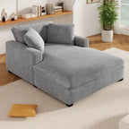 Tumbona moderna gris de 53.5 pulgadas con patas de madera maciza y almohadas para sala de estar