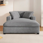 Tumbona moderna gris de 53.5 pulgadas con patas de madera maciza y almohadas para sala de estar