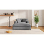 Tumbona moderna gris de 53.5 pulgadas con patas de madera maciza y almohadas para sala de estar