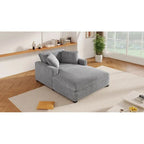 Tumbona moderna gris de 53.5 pulgadas con patas de madera maciza y almohadas para sala de estar