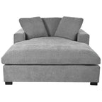Tumbona moderna gris de 53.5 pulgadas con patas de madera maciza y almohadas para sala de estar