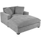 Tumbona moderna gris de 53.5 pulgadas con patas de madera maciza y almohadas para sala de estar