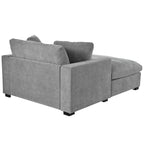 Tumbona moderna gris de 53.5 pulgadas con patas de madera maciza y almohadas para sala de estar
