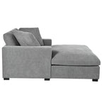 Tumbona moderna gris de 53.5 pulgadas con patas de madera maciza y almohadas para sala de estar