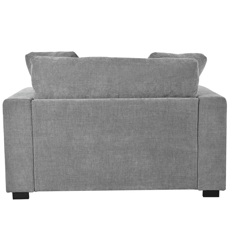 Tumbona moderna gris de 53.5 pulgadas con patas de madera maciza y almohadas para sala de estar