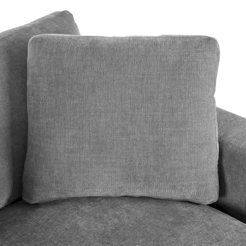 Tumbona moderna gris de 53.5 pulgadas con patas de madera maciza y almohadas para sala de estar