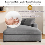 Tumbona moderna gris de 53.5 pulgadas con patas de madera maciza y almohadas para sala de estar