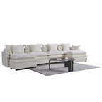 Amplio sofá seccional de chenilla en forma de U de 142.52" con cojines dobles, chaise convertible y otomanas