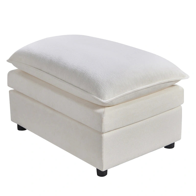 Amplio sofá seccional de chenilla en forma de U de 142.52" con cojines dobles, chaise convertible y otomanas