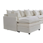 Amplio sofá seccional de chenilla en forma de U de 142.52" con cojines dobles, chaise convertible y otomanas