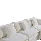 Amplio sofá seccional de chenilla en forma de U de 142.52" con cojines dobles, chaise convertible y otomanas