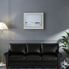 82.68 3-Seater Sofa PU Leather Sofa with Storage, Solid Wood And Metal Frame, 6-Leg Support, Under-Seat Storage Boxes