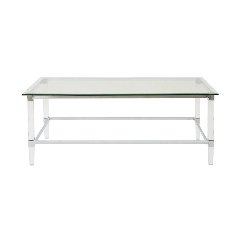 Mesa de centro rectangular moderna de cristal de 48" con estructura resistente para sala de estar