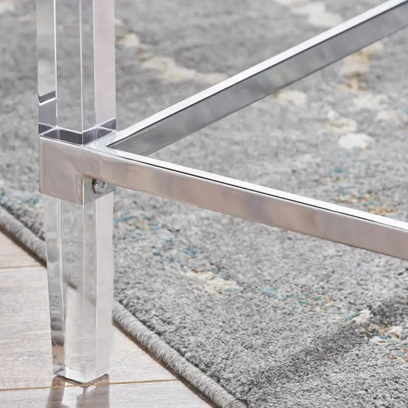 Mesa de centro rectangular moderna de cristal de 48" con estructura resistente para sala de estar