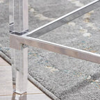 Mesa de centro rectangular moderna de cristal de 48" con estructura resistente para sala de estar
