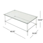 Mesa de centro rectangular moderna de cristal de 48" con estructura resistente para sala de estar