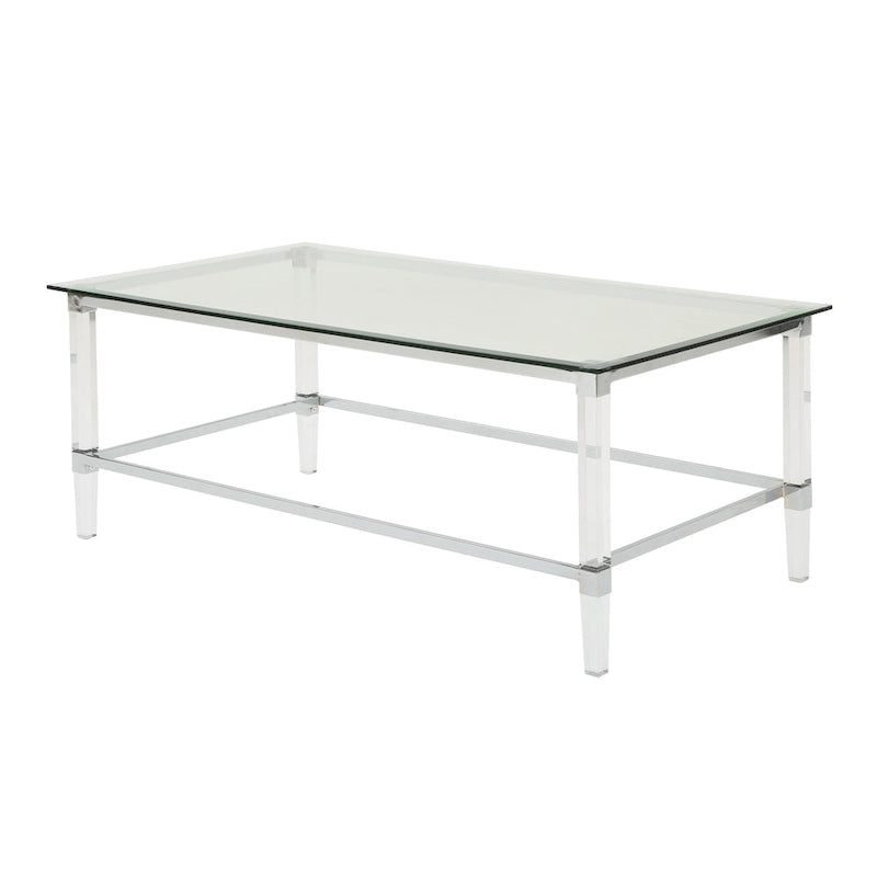 Mesa de centro rectangular moderna de cristal de 48" con estructura resistente para sala de estar