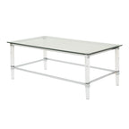 Mesa de centro rectangular moderna de cristal de 48" con estructura resistente para sala de estar
