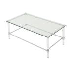 Mesa de centro rectangular moderna de cristal de 48" con estructura resistente para sala de estar