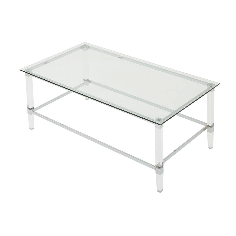 Mesa de centro rectangular moderna de cristal de 48" con estructura resistente para sala de estar
