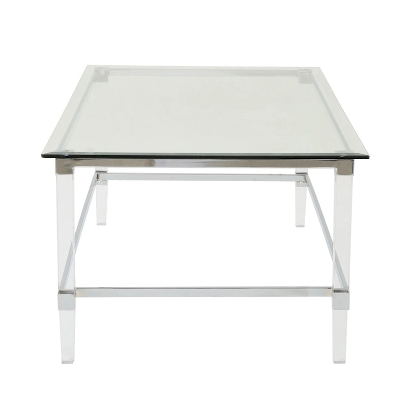 Mesa de centro rectangular moderna de cristal de 48" con estructura resistente para sala de estar