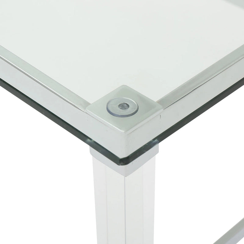 Mesa de centro rectangular moderna de cristal de 48" con estructura resistente para sala de estar